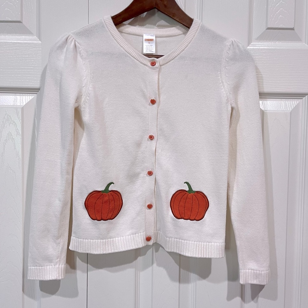 Gymboree Girls Applique Pumpkin Cardigan Lil' Pumpkin Size 10